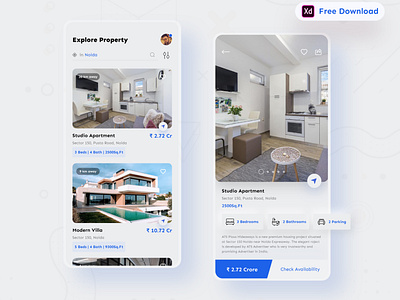 Daily UI Challenge 050/100 - Real Estate Mobile app - (Freebie)