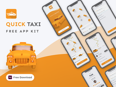 Daily UI Challenge 054/100 - Quick Taxi App design - (Freebie)