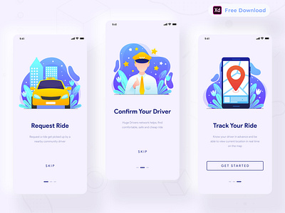 Daily UI Challenge 059/100 - Taxi App Onboarding - (Freebie)