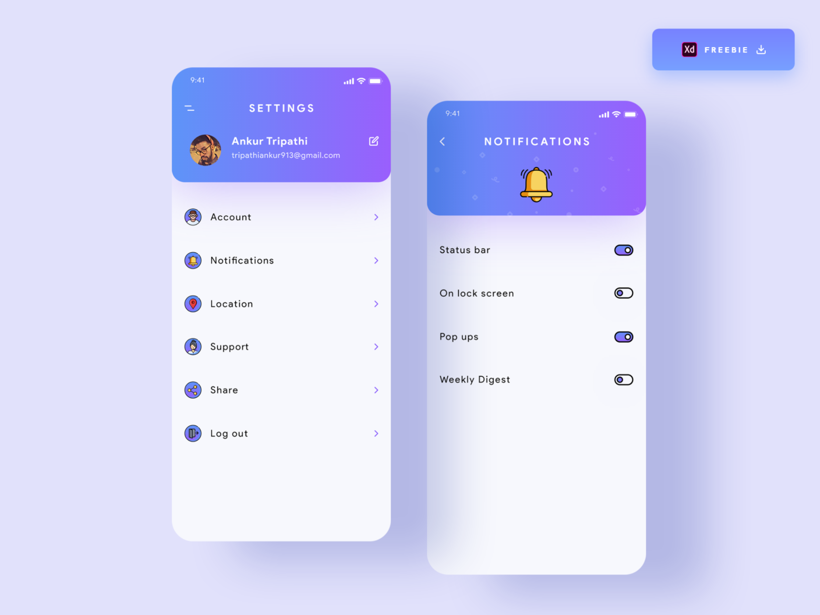 Daily UI Challenge 071/100 - Settings UI design - (Freebie) by Ankur