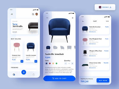 Daily UI Challenge 075/100 - Furniture - E commerce App design