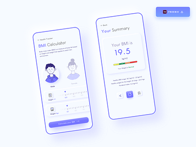 Daily UI Challenge 081/100 - BMI Calculator Concept - (Freebie)