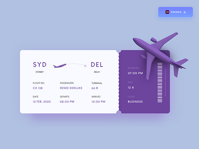 Daily UI Challenge 086/100 -Boarding Pass design - (Freebie) 100uichallenge adobe xd ankur tripathi boarding pass design boarding pass ui design boarding pass ui design daily 100 challenge dailychallenge dailyui dailyuichallenge flight ticket design free download freebie uidesign webdesign website design