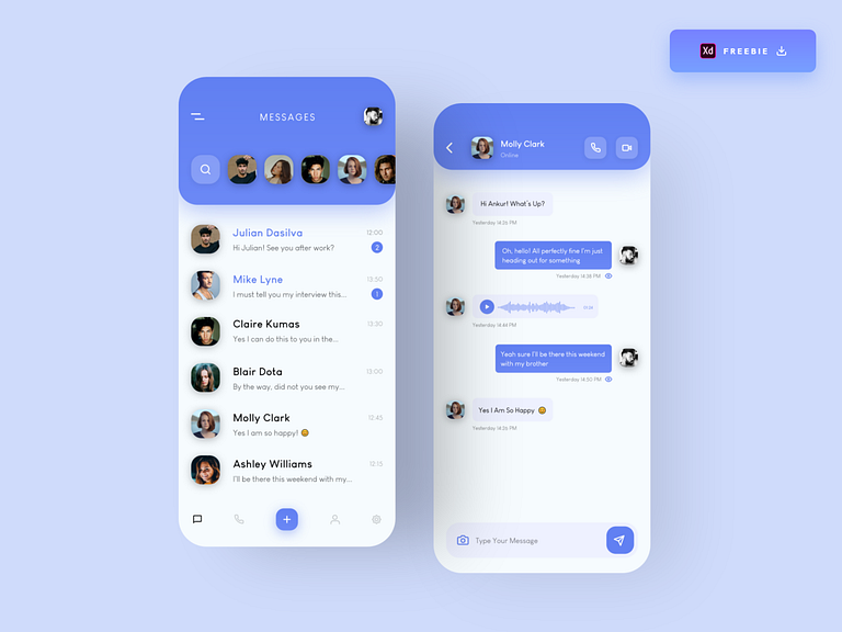 Daily UI Challenge 097/100 - Message App Design - (Freebie) by Ankur ...