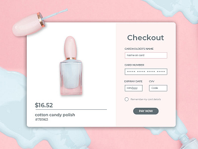 Daily UI #002 Credit Card Checkout checkout form cotton candy pay polish ui