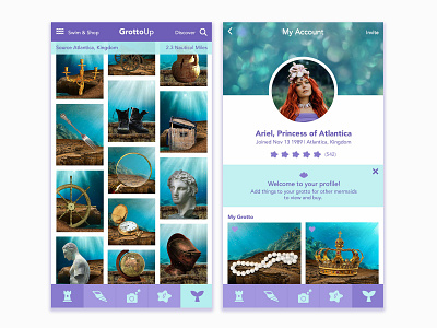 Ariel UI app ariel disney princess mermaid photoshop ui freestyle