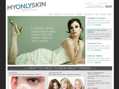 My Only Skin web design website