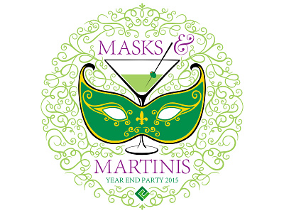 Masks & Martinis logo martini mask