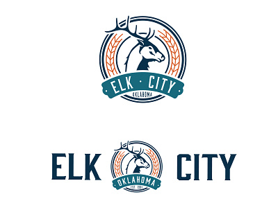 Elk City Branding badge banner branding deer elk identity logo seal stamp wheat