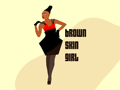 Brown Skin Girl design flat illustration typography vector