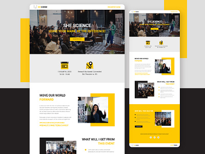 She Science - Conference Landing page template clean conference design event landing page marketing page page design recruitment startup ui web webdesign