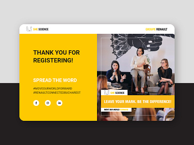 She Science - Conference Thank you page template clean conference design event marketing page page layout recruitment startup thank you ui web web design