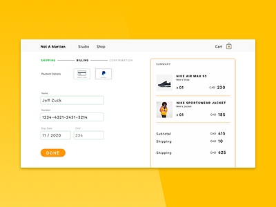 Daily UI – No. 2: Credit Card Checkout