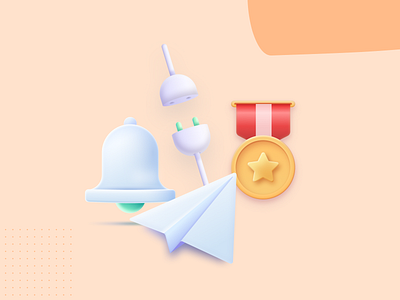 Illustrations Part.3 bell figma illustration medal neumorphisme notification paper paperplane plane plug