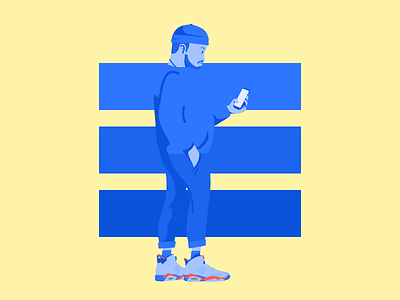 Me, Myself & My Phone... and my Jordan blue illustration jordan nike phone sneakers vector