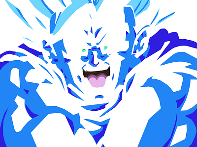 Ka-me-ha-me..... HAAAA! art blue digital art dragon ball dragon ball gt dragon ball super flat goku illustration kamehame wave kamehameha minimalist orange shout simple son goku super saiyan trending vector