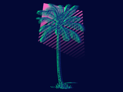 Gaze upon aesthetics art chill design digital art drawing elegant flat illustration minimalist palm palm tree retro simple sunset tree vaporwave vector
