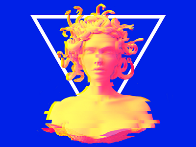 Gaze〚6·29·19〛 art branding design digital art drawing flat gaze glitch illustration medusa minimalist retro simple snake stare statue vaporwave vector