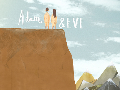 The Very First Date adam and eve collage date draw drawn illustration mountains