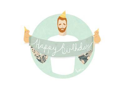 Happy Birthday hand drawn font happy birthday illustration man