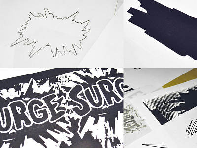 Art & design process for the original SURGE brand brandidentity design process sketches surge