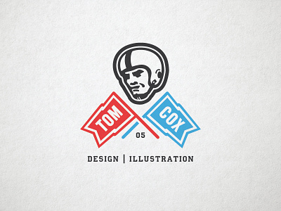 Tom Cox Helmet & Cross-Flags brand identity illustration logo