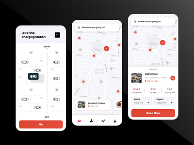 Car charging station-Mobile App android app application branding design ios ios app ui ux