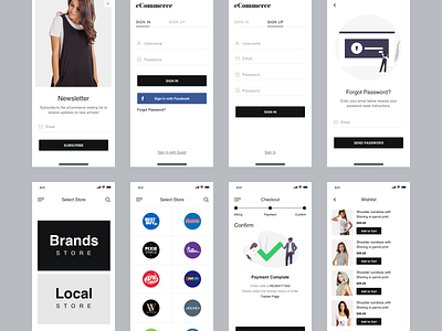 Brand andrid application cart clothes design ecommerce fashion ios latest trend mobile app ui ux