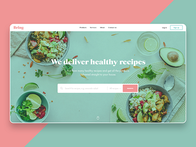 Healthy Food Delivery Web Concept adobexd branding color design ecommerce flat food landing page search shop typography ui ux web website design