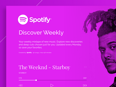 Spotify - Discover Weekly dailyui design discover spotify theweeknd ui uidesign ux uxdesign