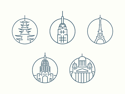 Global City Icons art austin design global helsinki icon line newyork paris tokyo ui uidesign