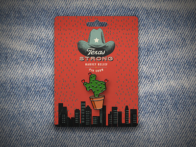 Texas Strong Enamel Pin - Prickly Care Cactus art design enamel houston pin texas