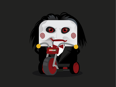 Mr Evocon as Billy the Puppet branding charachters design evocon halloween illustration vector