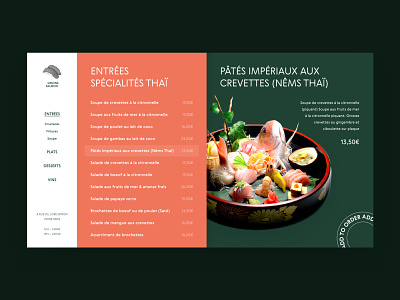 Restaurant's website asian cafe colorful cooking fish food menu sushi typogaphy ui website
