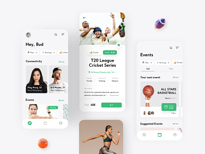 SPRT - Fitness App app coach event feed fit fitness gym health healthcare schedule sport stories trainer trainings ui white workout