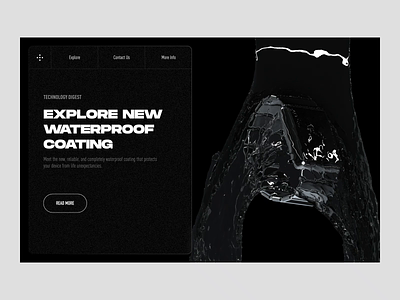 Waterproof coating website 3d black cinema 4d landing watch water web web design website