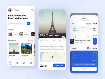 Travel app with tickets and hosts integrations basket book booking check out clean flight icons interface map mobile routs tickets travel ui ux