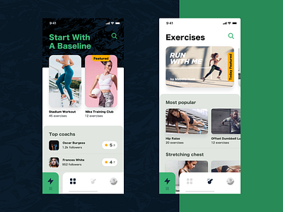 Coach Fitness App brutal coach colorful exercises fitness health ix sport texture training ui workout