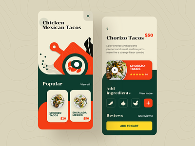 Mexicano food delivery app bright brutalism colorful cooking cuisine delicious delivery dishes food icons illustrations kitchen mexicano recipes tasty