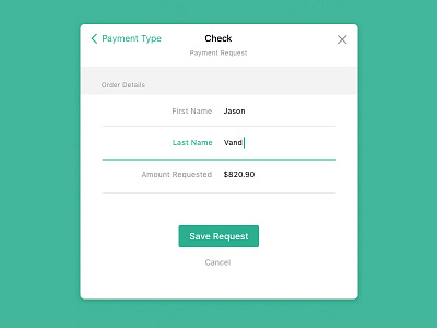 Tablet App - Payments Modal