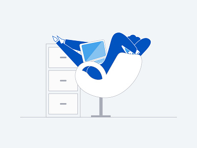 Sit back and relax blue character chat design dribbble empty states freshworks illustration social style support ui vector