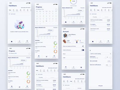 HabitBeans - A habit formation app app design interaction mobile neomorphism ui ux