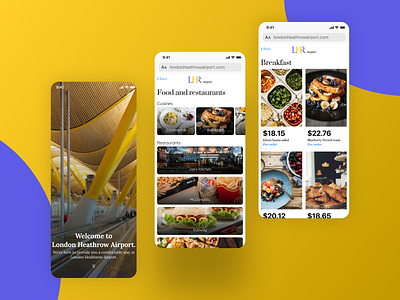 Airport explorer app airport exploration card flights food and drink responsive ui design web design