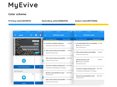 Notification Center for MyEvive app