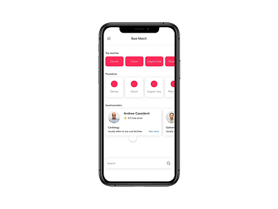 Doctor search app card color design expandable healthcare app interaction invisionstudio mobile prototyping search ui