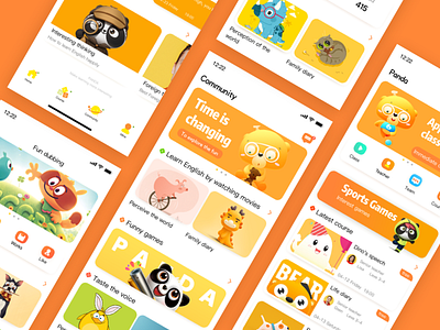 Panda animal app design education icon kid panda ui ux