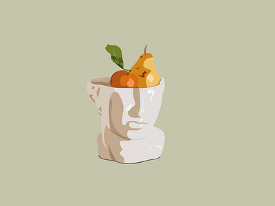 Healthy thinking antiquity cup fruits head illustration vector