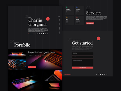 Developer's portfolio branding colorful concept dark mode dark theme dashboad grids illustration landing layout list view logo site typography ui uxui web