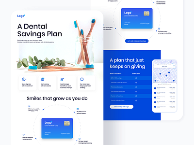 Dental landing page app card colorful colors concept dental design illustraion interface layout list view medical typography ui ux