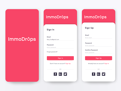 Sign In Immdrops App app app login app sign in app sign up colorful colors concept design flat interface login login screen sign in sign in screen sign up sign up page simple splash screen ui welcome